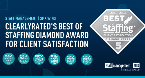 Staff Management | SMX Recognized by Clients for Service Excellence with ClearlyRated 2023 Best of Staffing Diamond Client Award