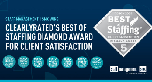 Staff Management | SMX Recognized by Clients for Service Excellence with ClearlyRated 2024 Best of Staffing Diamond Client Award