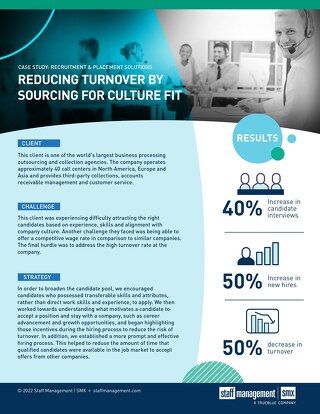 [Recruitment] Reducing Turnover by Sourcing for Culture Fit Case Study