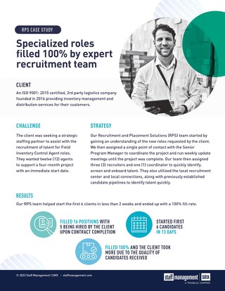 Specialized roles filled 100% by expert recruitment team