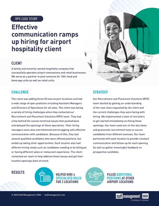 Effective communication ramps up hiring for airport hospitality client