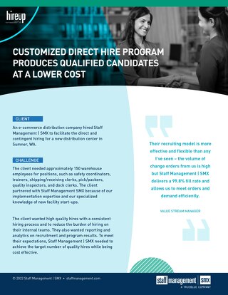 [Distribution] Customized Direct Hire Programs Produces Qualified Candidates at Lower Cost Case Study